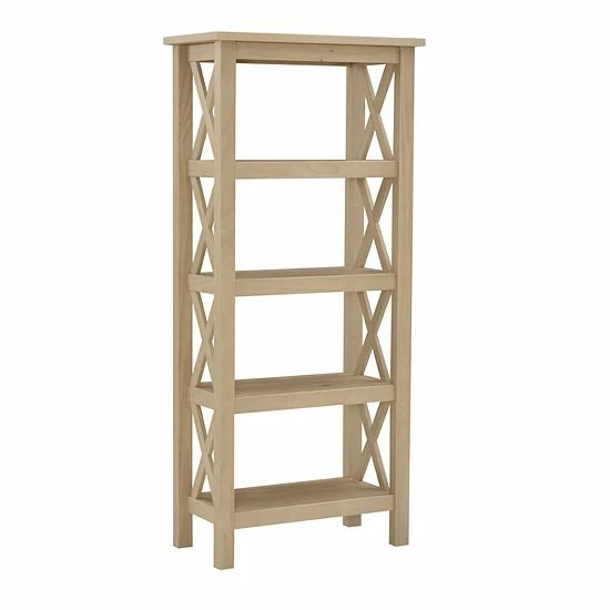 Linon Davis 5-Tier Bookcase Antique White 9 Linon Davis 5-Tier Bookcase Antique White - Image 9