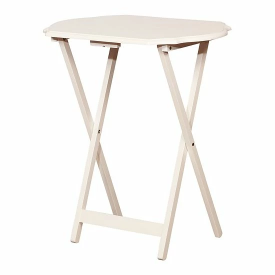 Linon Joelle TV Tray Table 2-piece Set White 3 Linon Joelle TV Tray Table 2-piece Set White - Image 3