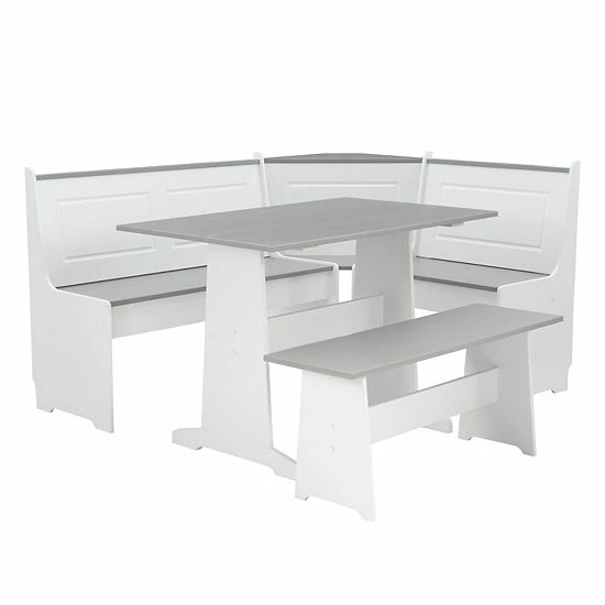 Linon Ardmore Nook Eat-In Kitchen Table & Bench 5-piece Set White 8 Linon Ardmore Nook Eat-In Kitchen Table & Bench 5-piece Set White - Image 8