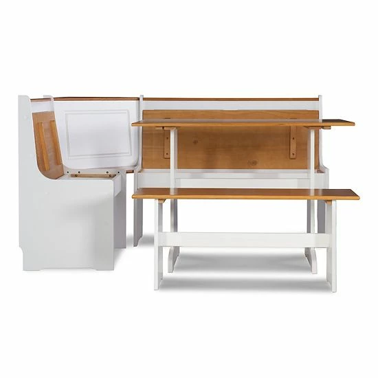 Linon Ardmore Nook Eat-In Kitchen Table & Bench 5-piece Set White 9 Linon Ardmore Nook Eat-In Kitchen Table & Bench 5-piece Set White - Image 9
