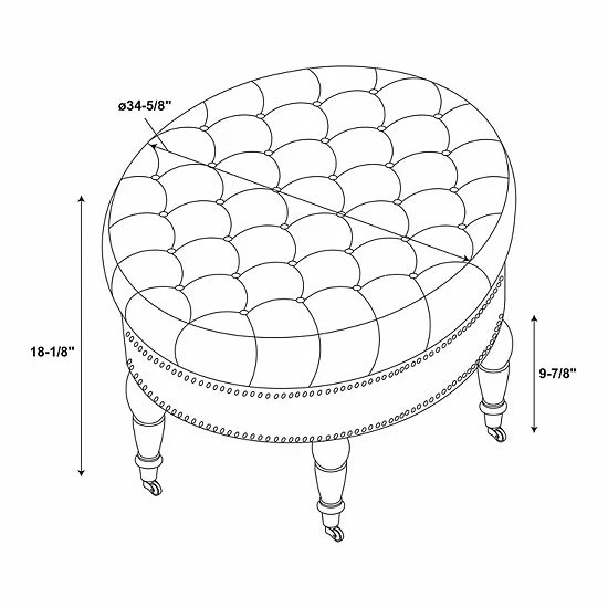 Linon Isabelle Round Tufted Ottoman Natural 5 Linon Isabelle Round Tufted Ottoman Natural - Image 5