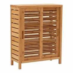 Linon Bracken Bamboo 2-Door Floor Storage Cabinet