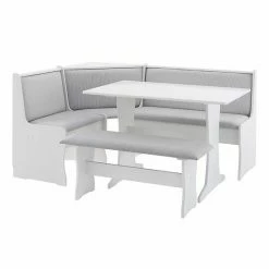 Linon Sales Store 40 Linon Sibert Storage Corner Nook Bench And Dining Table 3-piece Set Beige