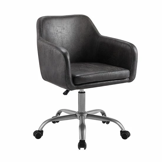 Linon Rylen Sherpa Office Chair Charcoal Silver 12 Linon Rylen Sherpa Office Chair Charcoal Silver - Image 12