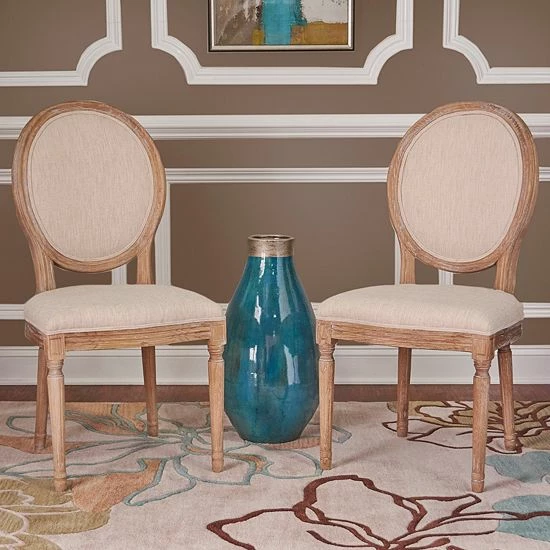 Linon Manchester Oval Back Accent Chair 2-piece Set Beige 1 Linon Manchester Oval Back Accent Chair 2-piece Set Beige