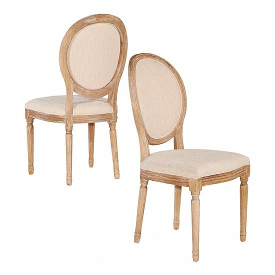 Linon Manchester Oval Back Accent Chair 2-piece Set Beige 2 Linon Manchester Oval Back Accent Chair 2-piece Set Beige - Image 2