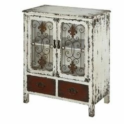 Linon Parcel 2-Drawer Distressed Floor Cabinet