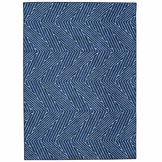Linon Fuller Washable Rug Blue Ivory Geometric 7 Linon Fuller Washable Rug Blue Ivory Geometric - Image 7