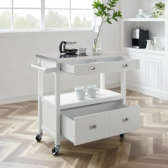 Linon Sydney Kitchen Cart Gray 2 Linon Sydney Kitchen Cart Gray - Image 2
