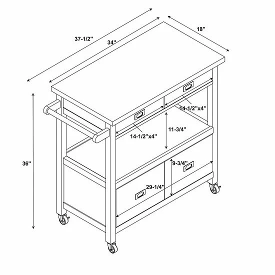 Linon Sydney Kitchen Cart Gray 6 Linon Sydney Kitchen Cart Gray - Image 6