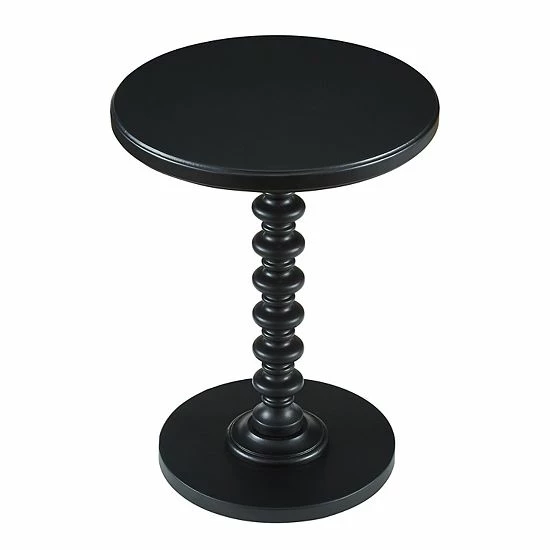 Linon Round Spindle Table Black 1 Linon Round Spindle Table Black