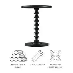 Alternative view of Linon Round Spindle Table Black