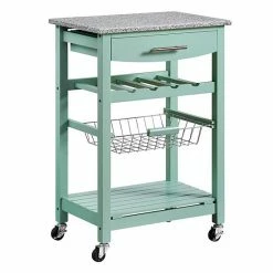 Linon Roger Granite Top Kitchen Cart Green -Linon Sales Store unnamed file 233