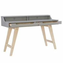 Linon Shivley 2-Drawer Desk Black Natural