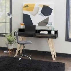 Alternative view of Linon Shivley 2-Drawer Desk Black Natural
