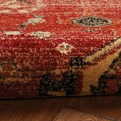 Linon Serape Framed Hexagon Rug Red Black -Linon Sales Store unnamed file 2455