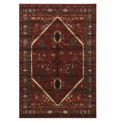 Linon Serape Framed Hexagon Rug Red Black -Linon Sales Store unnamed file 2459