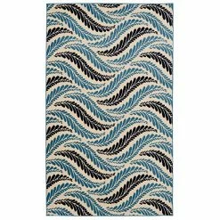 Linon Capri Bridger Area Rug Bone Blue Wave