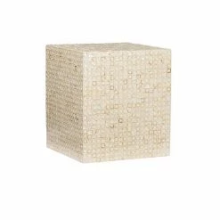 Linon Pippit Square Capiz Accent Table Ivory Shell