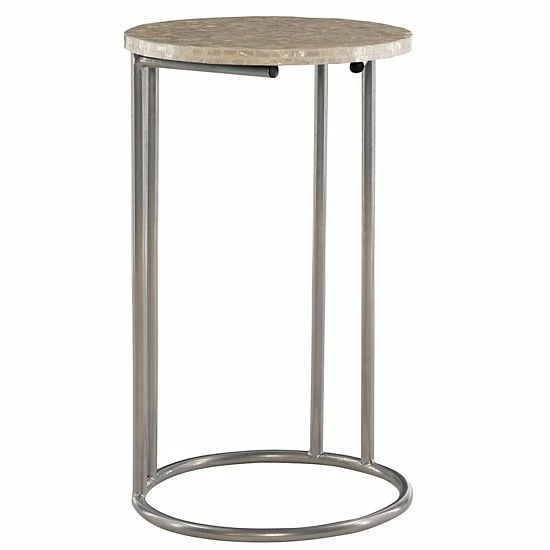 Linon Primina Capiz C-Shape End Table Silver Mosaic 3 Linon Primina Capiz C-Shape End Table Silver Mosaic - Image 3