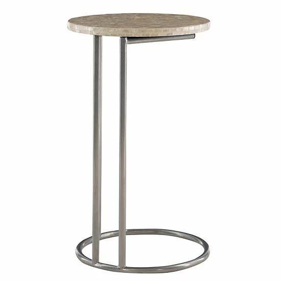 Linon Primina Capiz C-Shape End Table Silver Mosaic 4 Linon Primina Capiz C-Shape End Table Silver Mosaic - Image 4