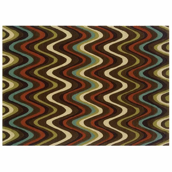 Linon Trio Wave Rug Brown 1 Linon Trio Wave Rug Brown