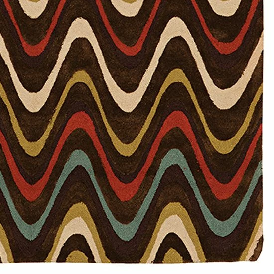 Linon Trio Wave Rug Brown 3 Linon Trio Wave Rug Brown - Image 3