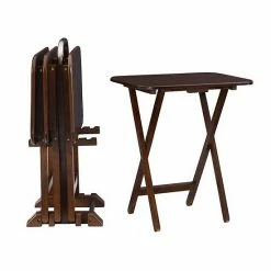 Alternative view of Linon Burke Tray Table & Stand 5-piece Set