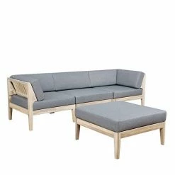 Linon Summerlyn Sectional & Ottoman 4-pc. Set Walnut