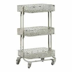 Linon Floral Metal Mobile Cart Turquoise