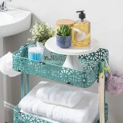 Linon Floral Metal Mobile Cart Turquoise -Linon Sales Store unnamed file 2788