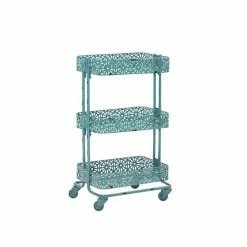 Linon Floral Metal Mobile Cart Turquoise -Linon Sales Store unnamed file 2791