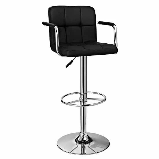 Linon Quilted Bar Stool Black 1 Linon Quilted Bar Stool Black