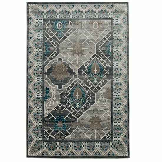 Linon Vintage Belouch Rug Gray Blue 6 Linon Vintage Belouch Rug Gray Blue - Image 6