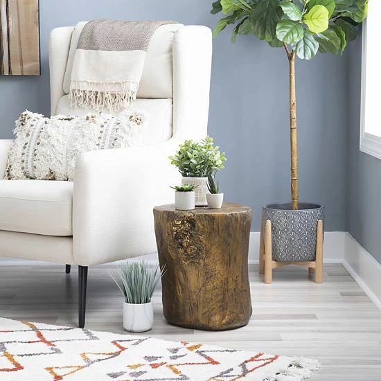 Linon Hunter End Table Stool Silver 4 Linon Hunter End Table Stool Silver - Image 4