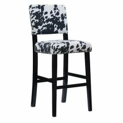 Linon Clayton Bar Stool Black Cow Print