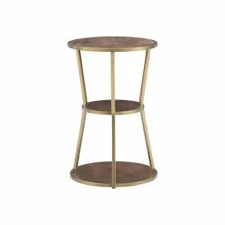 Linon Engle 3-Tier Side Table Brown Gold