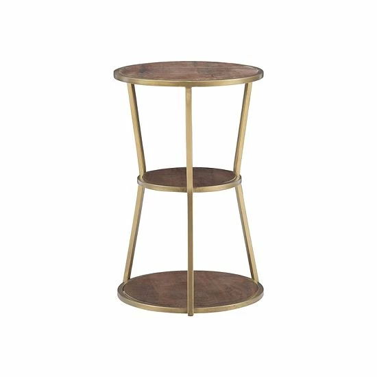 Linon Engle 3-Tier Side Table Brown Gold 1 Linon Engle 3-Tier Side Table Brown Gold