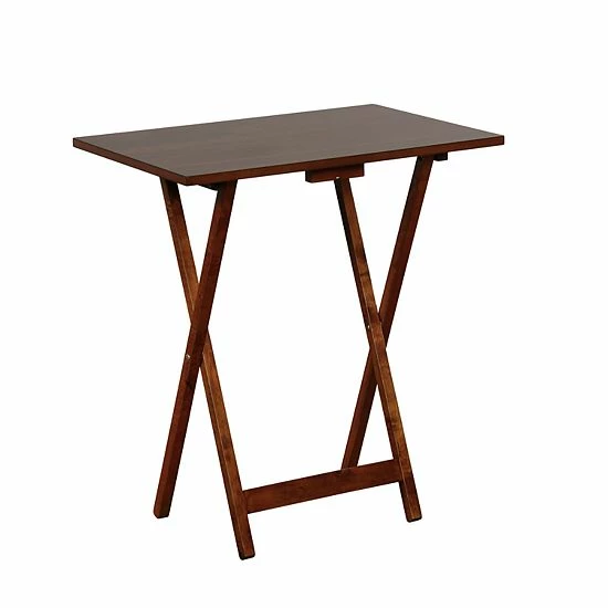 Linon Hazelnut Finish Tray Table 5-piece Set 3 Linon Hazelnut Finish Tray Table 5-piece Set - Image 3