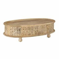 Linon Inora Oval Coffee Table Natural
