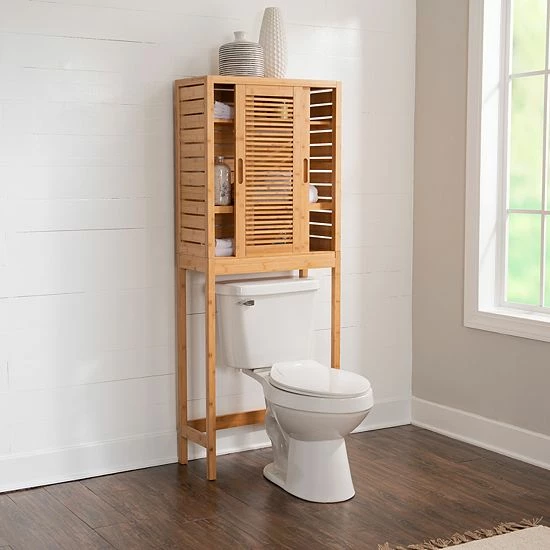 Linon Bracken Space Saver Bamboo Storage Cabinet 2 Linon Bracken Space Saver Bamboo Storage Cabinet - Image 2