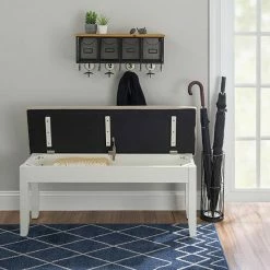 Linon Jane Storage Bench White Tan -Linon Sales Store unnamed file 3047