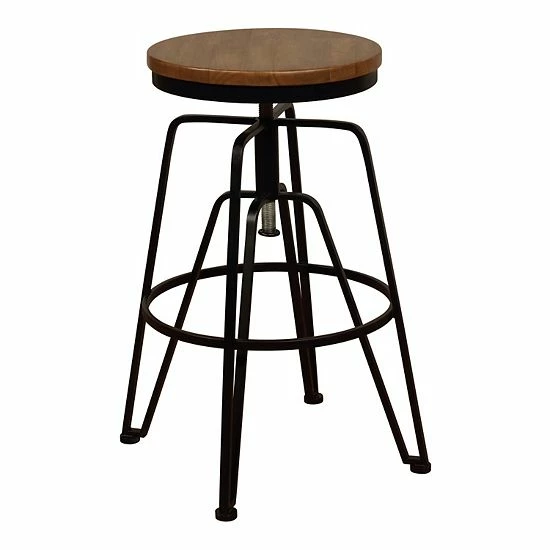 Linon Metal & Wood Stool Black Walnut 2 Linon Metal & Wood Stool Black Walnut - Image 2