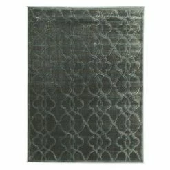 Linon Platinum Raw Iron Trellis Rug Gray Black
