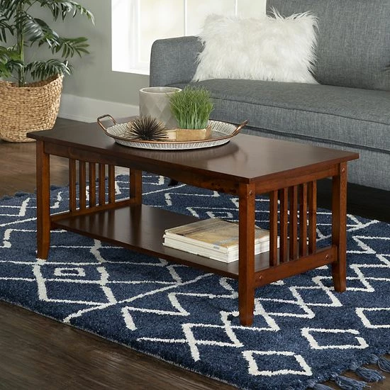 Linon Finn Mission Coffee Table Rustic Brown 2 Linon Finn Mission Coffee Table Rustic Brown - Image 2