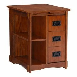Linon Mission Oak Magazine Cabinet Table