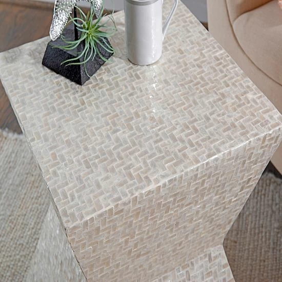 Linon Prestyn Capiz Mosaic Geometric End Table 2 Linon Prestyn Capiz Mosaic Geometric End Table - Image 2