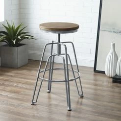 Alternative view of Linon Wood And Metal Industrial Adjustable Stool