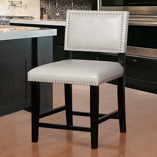 Linon Blake Faux-Leather Counter Stool Gray 1 Linon Blake Faux-Leather Counter Stool Gray