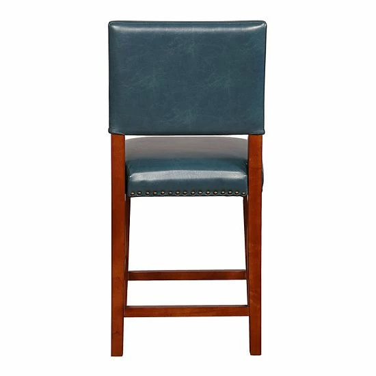 Linon Blake Faux-Leather Counter Stool Gray 2 Linon Blake Faux-Leather Counter Stool Gray - Image 2